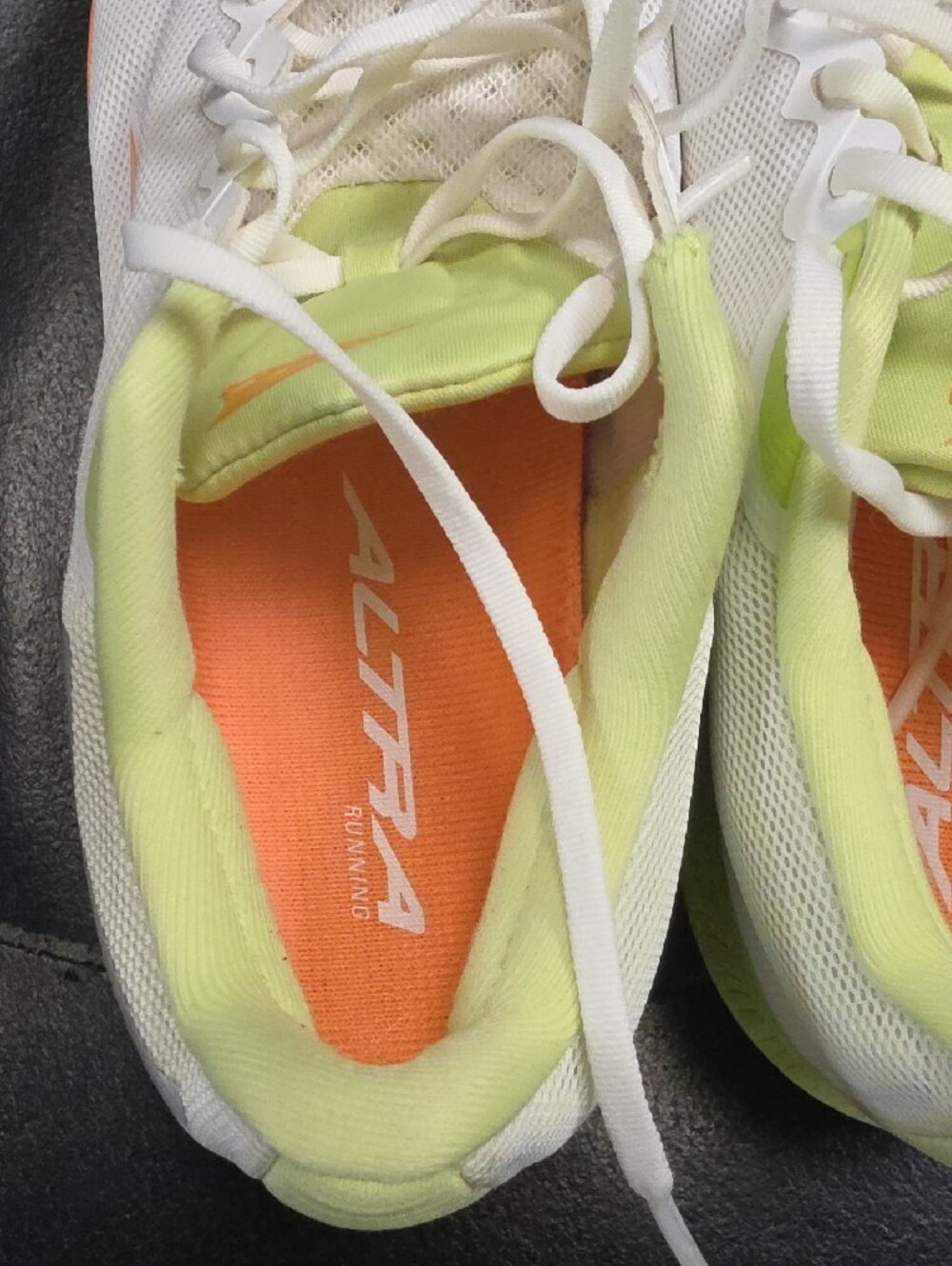 Altra Women's White Running Shoes with Lime and Orange Accents - Picture 3 of 6